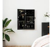 vidaXL Espejo con joyero de pared negro 30x8,5x67 cm