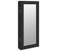 vidaXL Espejo con joyero de Pared Negro 30x8,5x67 cm, Armario de joyería, Espejo joyero, joyero con Espejo, Espejo de almacenaje, Espejo con joyero