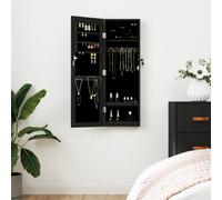 vidaXL Espejo con joyero de Pared Negro 30x8,5x90 cm, Armario de joyería, Espejo joyero, joyero con Espejo, Espejo de almacenaje, Espejo con joyero