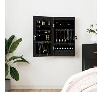 vidaXL Espejo con joyero de pared negro 37,5x10x67 cm