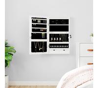 vidaXL Espejo con joyero y luces LED para pared blanco