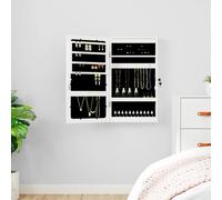 vidaXL Espejo de pared con joyero y luces LED Blanco