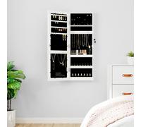 vidaXL Espejo con joyero y luces LED para pared Blanco