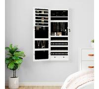 vidaXL Espejo con joyero y luces LED para pared blanco