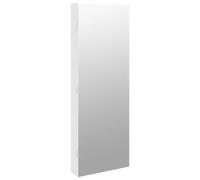 vidaXL Espejo con joyero y luces LED para pared, armario de joyería con almacenaje, blanco