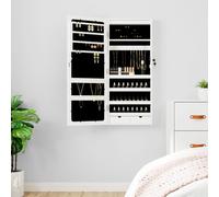 vidaXL Espejo con joyero y luces LED para pared blanco
