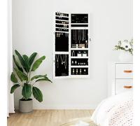 vidaXL Espejo joyero para pared con luces LED y armario de joyería Blanco