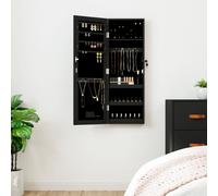 vidaXL Espejo con joyero y luces LED para pared negro
