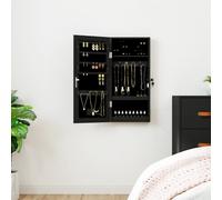 vidaXL Espejo con joyero y luces LED para pared negro