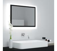 vidaXL Espejo de baño con LED, madera contrachapada y acrílico, 60x8,5x37 cm, negro