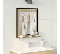vidaXL Espejo de baño con estante con espejo Negro 50 x 12 x 60 cm