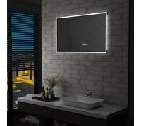 vidaXL Espejo de Baño con LED Sensor Táctil Reloj Accesorio Maquillaje Dimensiones 80 x 60 cm, 100 x 60 cm
