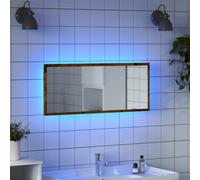 vidaXL Espejo de baño LED madera ingeniería envejecida 100x8,5x37 cm