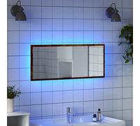 vidaXL Espejo de baño LED madera ingeniería roble ahumado 100x8,5x37cm