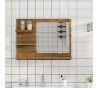vidaXL Espejo de baño madera contrachapada roble ahumado 60x10,5x45 cm