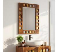Espejo de baño vidaXL, madera de nogal, 50 x 70 x 2,5 cm, madera maciza de mango