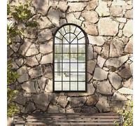 vidaXL Espejo de jardín hierro negro para uso exterior 90x45 cm