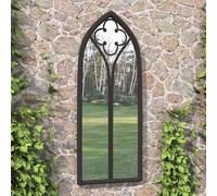vidaXL Espejo de jardín Arco gótico 100x45 cm Hierro Negro Colgante para exterior