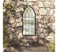 vidaXL Espejo de jardín negro hierro para exterior 100x45 cm