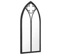vidaXL Espejo de Jardín Pared Patio Arco Gótico Colgante Apariencia Antigua Muebles Decorativo Adorno Negro Hierro para Exterior 100x45 cm