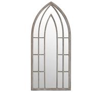 vidaXL Espejo de Jardín Pared Patio Arco Gótico Colgante Apariencia Antigua Muebles Decorativo Adorno Arena Hierro para Exterior 100x45 cm