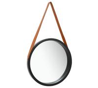 vidaXL Espejo de pared con correa negro 50 cm
