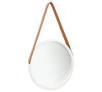 vidaXL Espejo de Pared con Correa Redondo Colgante Armario Baño Antiguo Retro Consumo de Maquillaje Decoración Hogar Sala Blanco 40 cm
