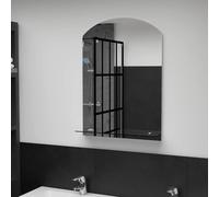 vidaXL Espejo de pared con estante de vidrio templado 50x70 cm