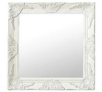 vidaXL Espejo de pared estilo barroco blanco 50x50 cm