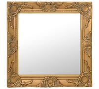 vidaXL Espejo de pared estilo barroco rectangular colgante retro para baño Dorado 50x50 cm