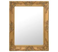 vidaXL Espejo de Pared Estilo Barroco Rectangular Colgante Baño Armario Antiguo Retro Consumo de Maquillaje Decoración Hogar Dorado 50x60 cm