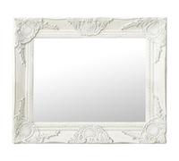 vidaXL Espejo de Pared Estilo Barroco Retro Rectangular Colgante Blanco 50x40 cm