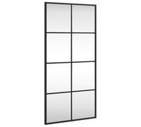 vidaXL Espejo de pared rectangular con marco y colgante, hierro negro para dormitorio y salón
