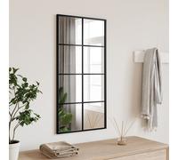 vidaXL Espejo de pared rectangular con marco y colgante, hierro negro para dormitorio y salón