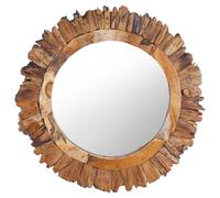 vidaXL Madera Maciza de Teca Espejo de Pared Redondo Tocador Decoración Dimensiones Φ 40 cm, Φ 60 cm