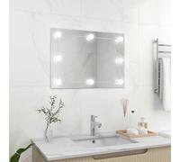 vidaXL Espejo de pared rectangular de vidrio sin marco con luces LED