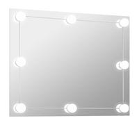 vidaXL Espejo de pared sin marco rectangular de vidrio con luces LED