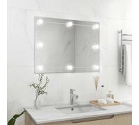 vidaXL Espejo de pared sin marco rectangular de vidrio con luces LED
