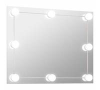 vidaXL Espejo de pared rectangular de vidrio sin marco con luces LED