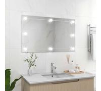 vidaXL Espejo de pared sin marco con luces LED rectangular de vidrio