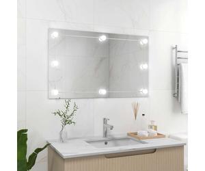 vidaXL Espejo de pared sin marco con luces LED rectangular de vidrio