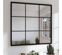 vidaXL Espejo de Pared Tocador Maquillaje Colgante Decorativo Cuarto de Baño Aseo Inodoro Interior Adorno Hogar Metal Negro 60x60 cm