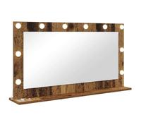 vidaXL Espejo de tocador rectangular madera vieja 100 x 55 x 18 cm con luces LED