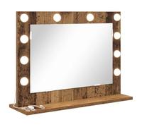 vidaXL Espejo de Tocador Rectangular Madera Vieja 60 x 45 x 18 cm, Espejo Elegante para Dormitorio, Estilo Moderno, Luces LED, decoración Reflectante, Soporte de Vidrio, para Uso Interno