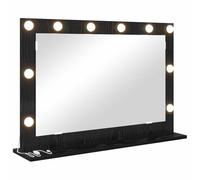 vidaXL Espejo de tocador rectangular roble negro 80 x 15 x 18 cm – LED, estilo moderno