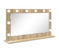 vidaXL Espejo de tocador rectangular Roble Sonoma 80 x 45 x 18 cm con luces LED, estilo moderno