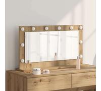 vidaXL Espejo de tocador rectangular Roble artesanal 80 x 45 x 18 cm, luces LED, estilo moderno