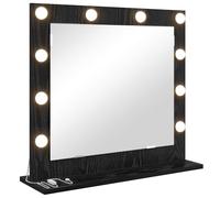vidaXL Espejo de Tocador Roble Negro 60 x 55 x 18 cm Rectangular | La iluminación LED incluida da mejor visibilidad, Acabado en roble negro que queda bien con cualquier decoración,