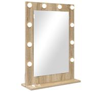 vidaXL Espejo de tocador rectangular Roble Sonoma 70 x 50 x 18 cm LED, moderno para dormitorio