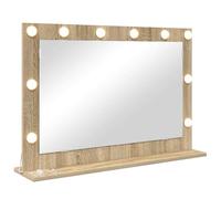 vidaXL Espejo de Tocador Roble Sonoma 80 x 55 x 18 cm Rectangular | Iluminación integrada para que te veas mejor, Estilo actual que se adapta a cualquier decoración, Se cuelga en la pared,